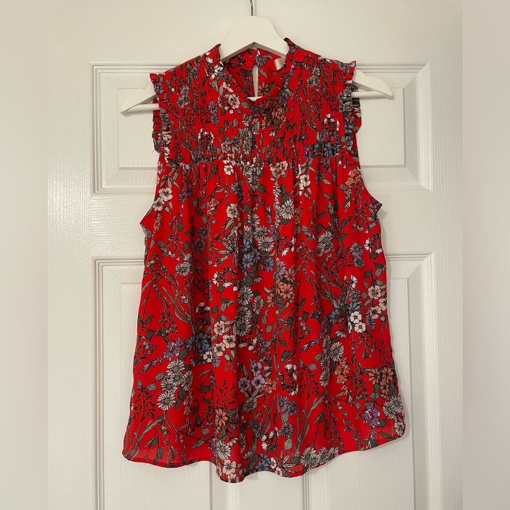Floral Red Tunic Top